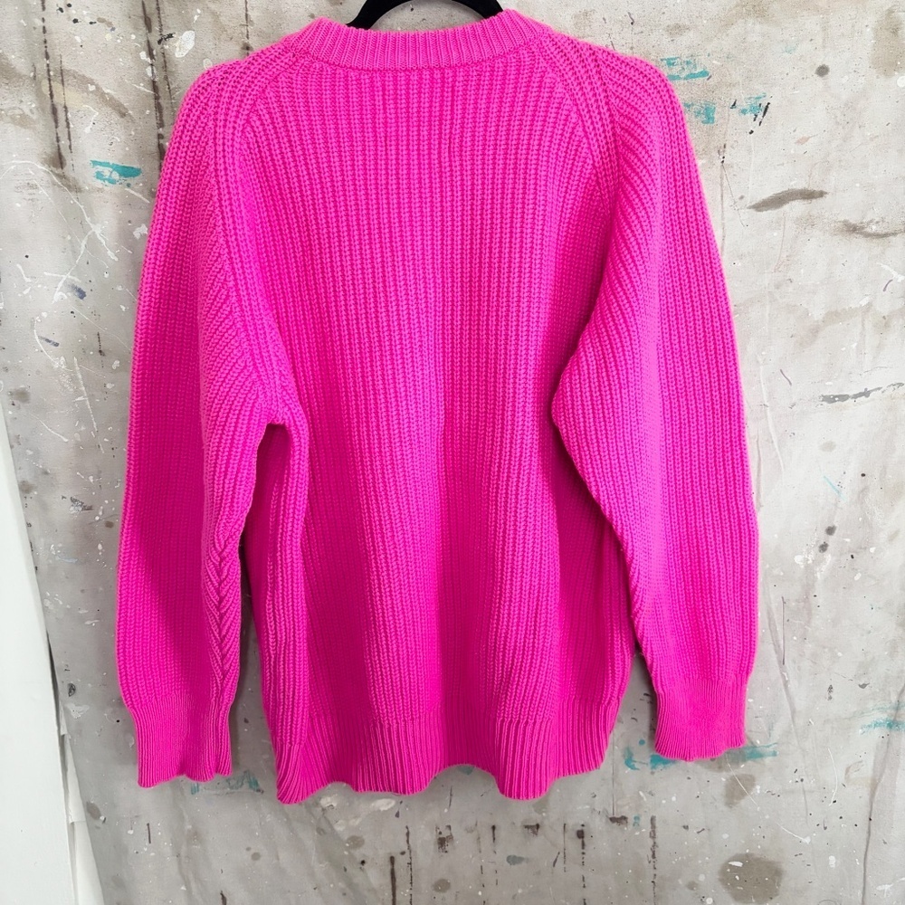Mara Hoffman Andi Regenerative Knit Sweater, Neon Hot Pink - Picture 5 of 6